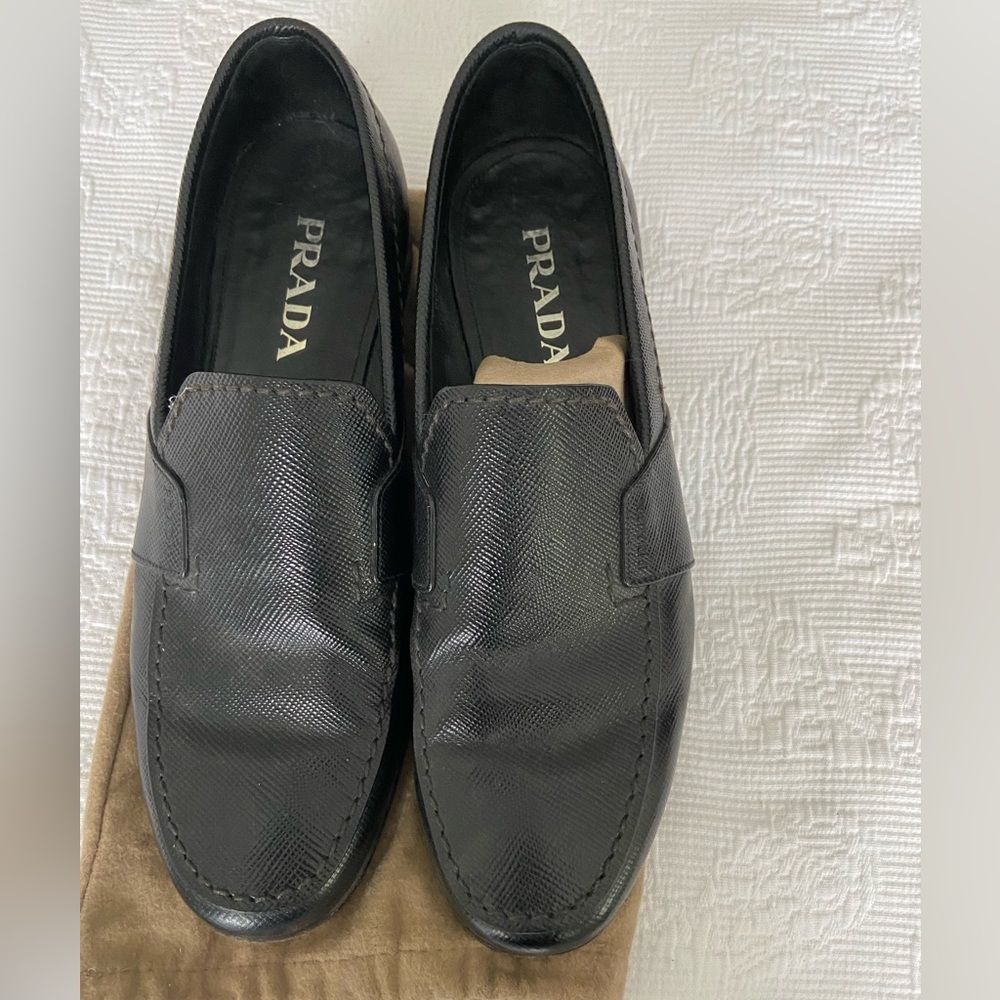 Prada black saffiano loafer. Size 11. Lightly used